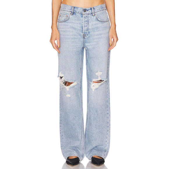 Grlfrnd Bella Boyfriend Low Rise Distressed Jeans size 27 NWT $245 msrp